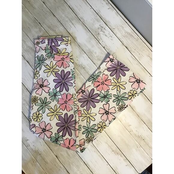 Hippie Boho Cottage core HIGH RISE Floral denim flare jeans Small - Picture 1 of 9